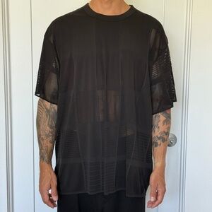 Y-3 Yohji Yamamoto Oversized Mesh Panel T-Shirt – Tech Knit XL